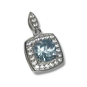 NEW 1.30 ctw Blue TOPAZ Cushion Silver Pendant
